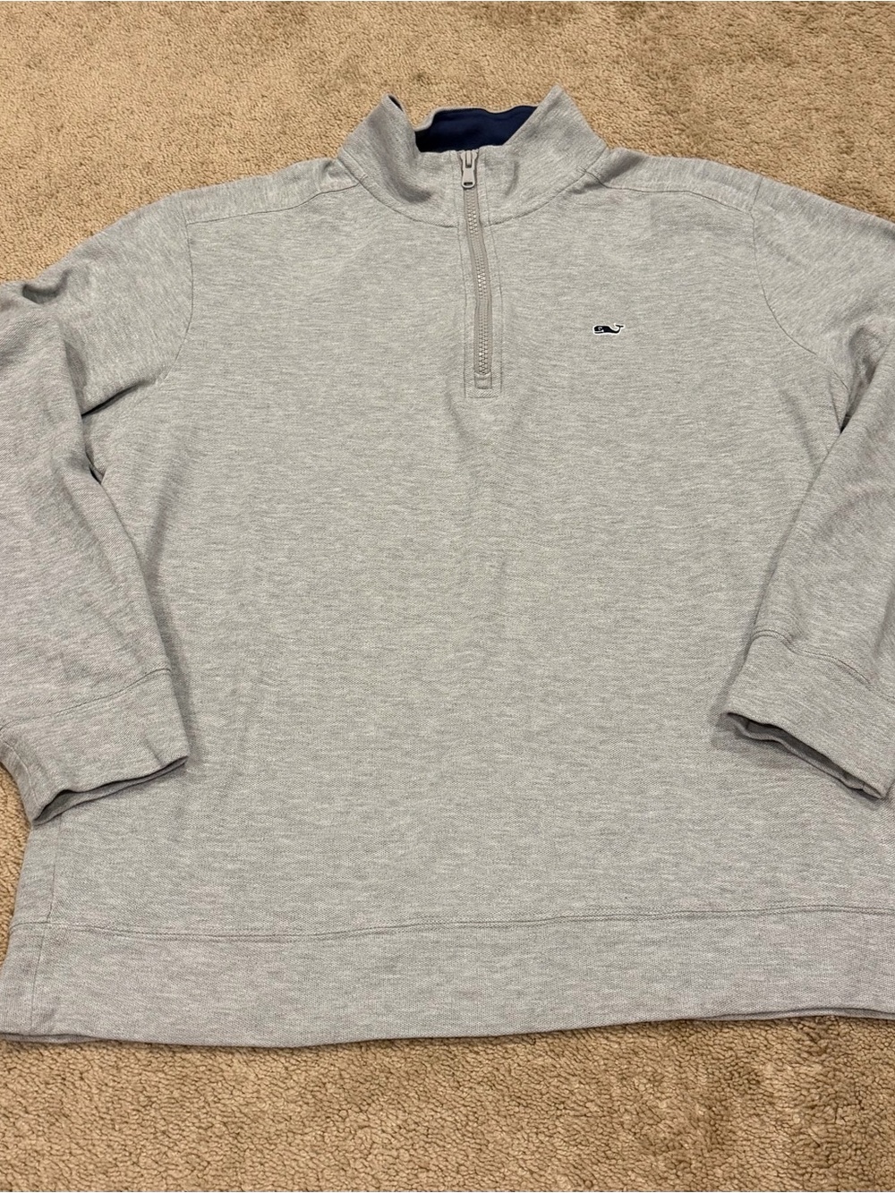 Vineyard Vines Men's Gray 1/4 Zip Mock Neck Cotton Knit Logo Sweatshirt M